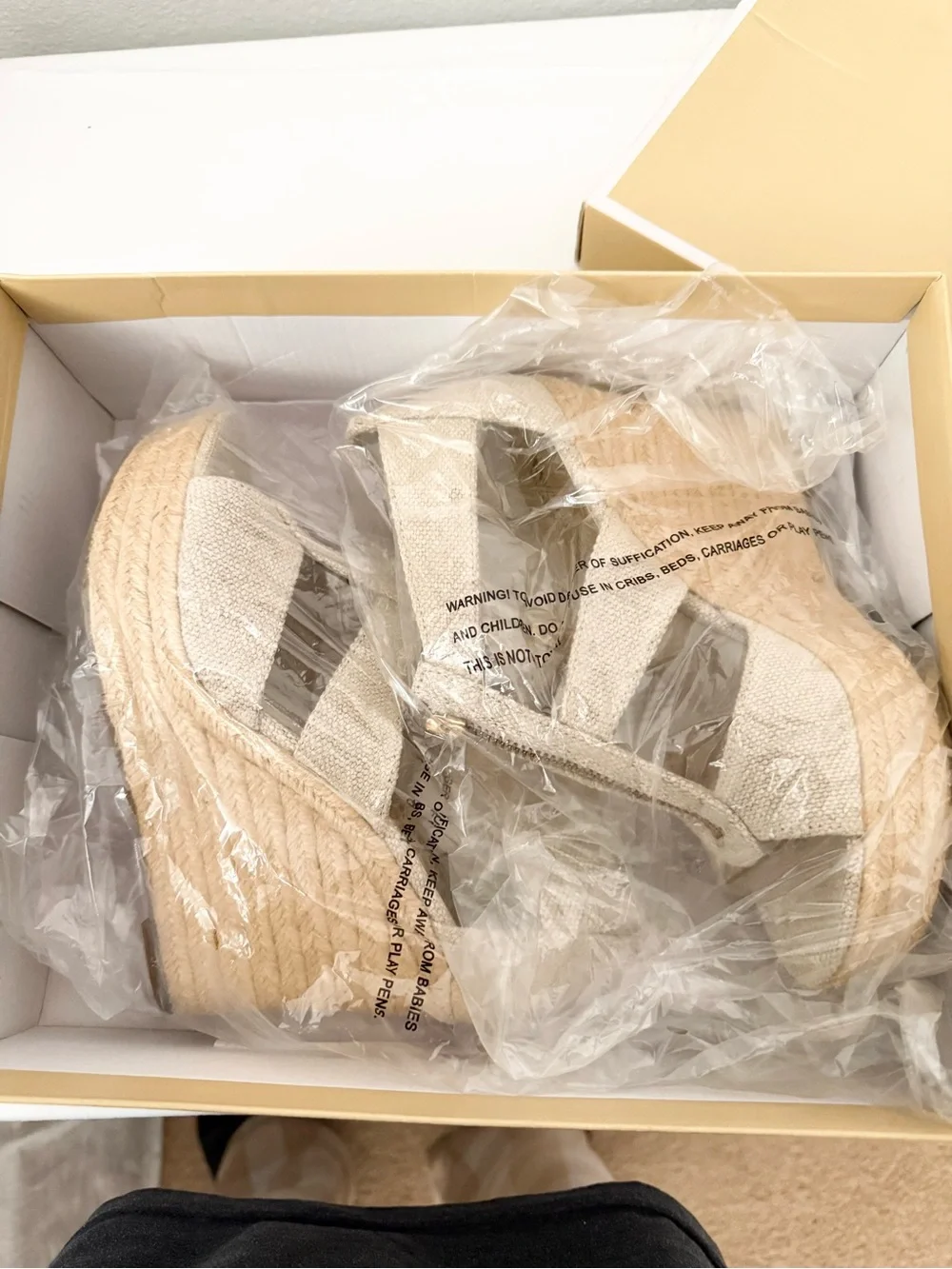 Michael Kors Beige Canvas Espadrille Wedge Sandals - Damita Wedge